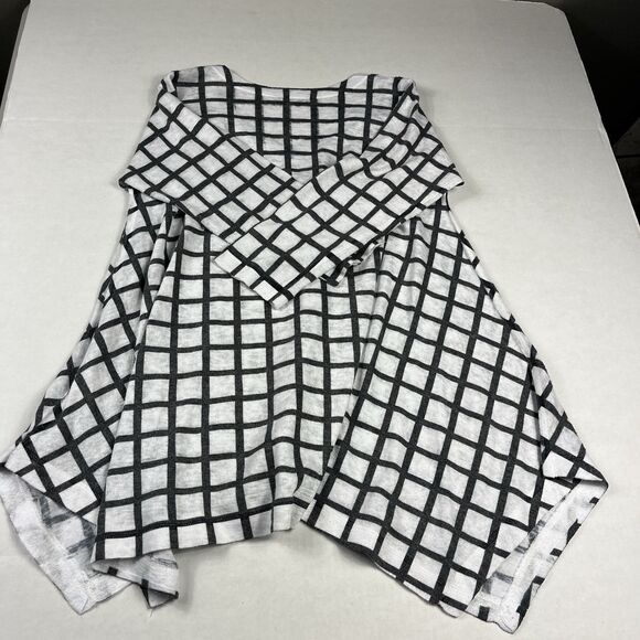 Nallie & Millie Asymmetric Tunic Grid Windowpane 3/4 Sleeve Boho Top MEDIUM - Picture 9 of 11